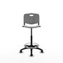 Tabouret Taburete Robledo Pivotant Chlorure de polyvinyle Gris clair Structure polyamide noire Sans accoudoirs Sans appui-tête Roulettes en nylon 50 mm