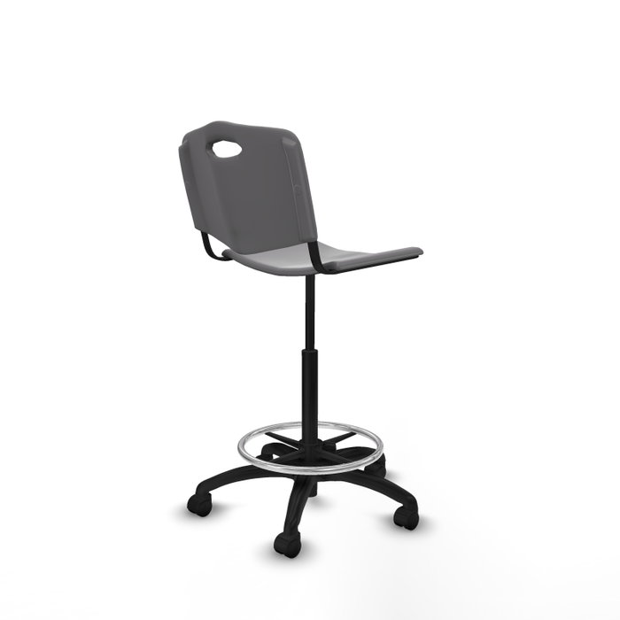 Tabouret Taburete Robledo Pivotant Chlorure de polyvinyle Gris clair Structure polyamide noire Sans accoudoirs Sans appui-tête Roulettes en nylon 50 mm