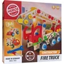 Heros Constructor Camion de pompiers en bois à construire, 155 pièces, modèles multiples, fabrication allemande, bois certifié FSC, jeu de construction pour enfant dès 5 ans