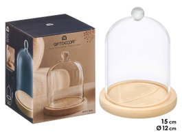 GIFTDECOR Cloche décorative boule avec socle en bois 15 cm