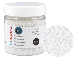 Innspiro Rocaille de verre rond blanc opaque 2,3mm 120g