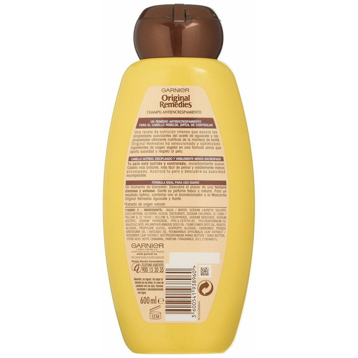 Garnier Original Remedies Shampoing Avocat et Karité 600 ml, Anti-Frisottis