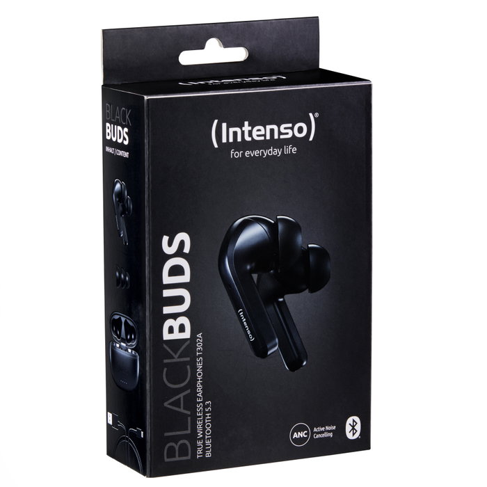 Intenso Buds 300A TWS : Écouteurs Bluetooth avec réduction de bruit active ANC Noir
