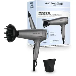Jean Louis David - Sèche-cheveux Power Dry 2400 W avec diffuseur - 3 températures et 2 vitesses - Gris - Professionnel