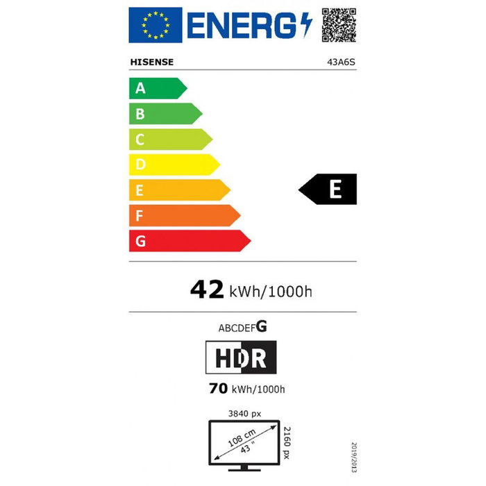Hisense 43A6S Smart TV 43 pouces 4K Ultra HD Noir Hisense 43A6S Smart TV 43 pouces 4K Ultra HD Noir