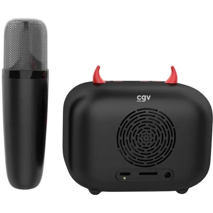 CGV DIABLO - Kit Karaoké Enceinte Bluetooth avec Micro Sans Fil, Effets Vocaux (8h Autonomie, Recharge USB)