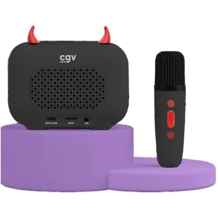 CGV DIABLO - Kit Karaoké Enceinte Bluetooth avec Micro Sans Fil, Effets Vocaux (8h Autonomie, Recharge USB)
