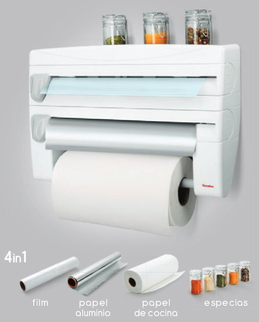 METALTEX Distributeur de cuisine pour 3 rouleaux, 39x10x25cm METALTEX Distributeur de cuisine pour 3 rouleaux, 39x10x25cm