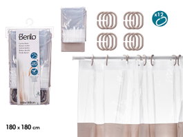 Berilo Rideau de Douche PEVA 180 x 180 cm Beige Transparent (Set de 12)