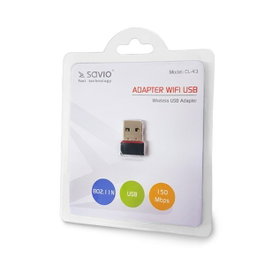 SAVIO Carte réseau WiFi USB 2.0 noire