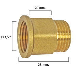 WOLFPACK LINEA PROFESIONAL Rallonge hexagonale polie 1/2 x 20 mm