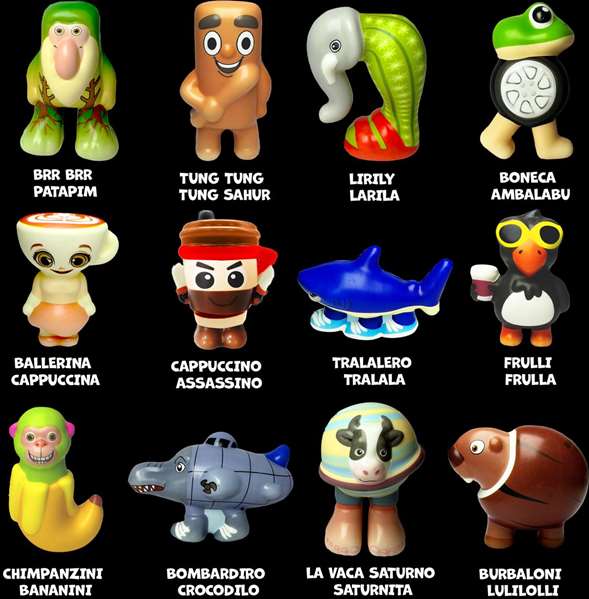 Bizak Squeeze Brainrot Figurine d'action 10 cm, Lot de 12 unités