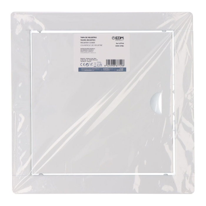 EDM Tapa de registro carrée encastrable acier inoxydable blanc 20x20cm / 24,5x24,5cm