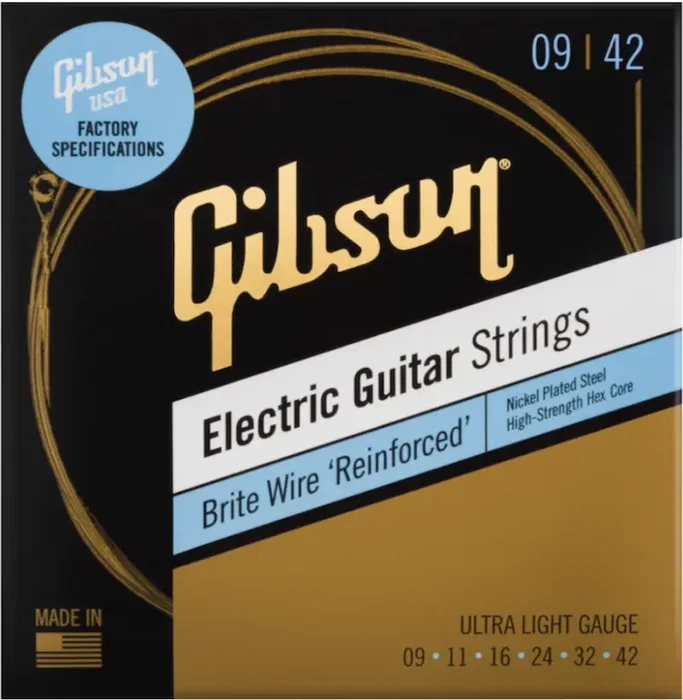 Gibson Jeu de cordes électriques Nickel Brite Wire Reinforced Ultra Light 9-42