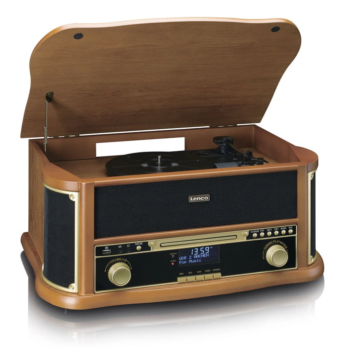 Lenco TCD-2571WD Lecteur Vinyle Multifonction en Bois avec Bluetooth et Radio DAB+ Lenco TCD-2571WD Lecteur Vinyle Multifonction en Bois avec Bluetooth et Radio DAB+