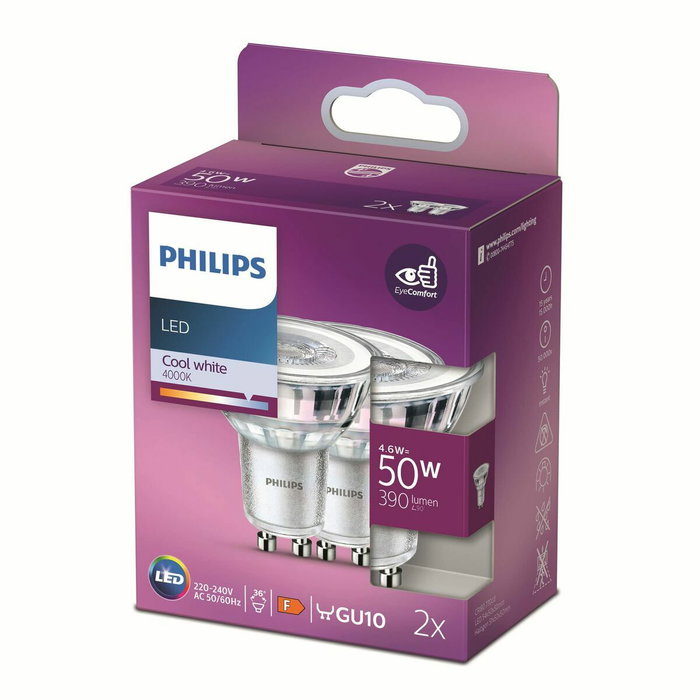 Philips Pack de 2 Ampoules LED GU10 4,6 W 390 lm 4000 K