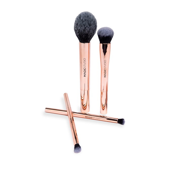 Magic Studio Kit de 5 Pinceaux de Maquillage avec Blender, Brosse Visage et Yeux, Poils Doux, Finition Professionnelle