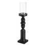 BigBuy Home Bougeoir Noir Bois Verre 12 x 12 x 62 cm