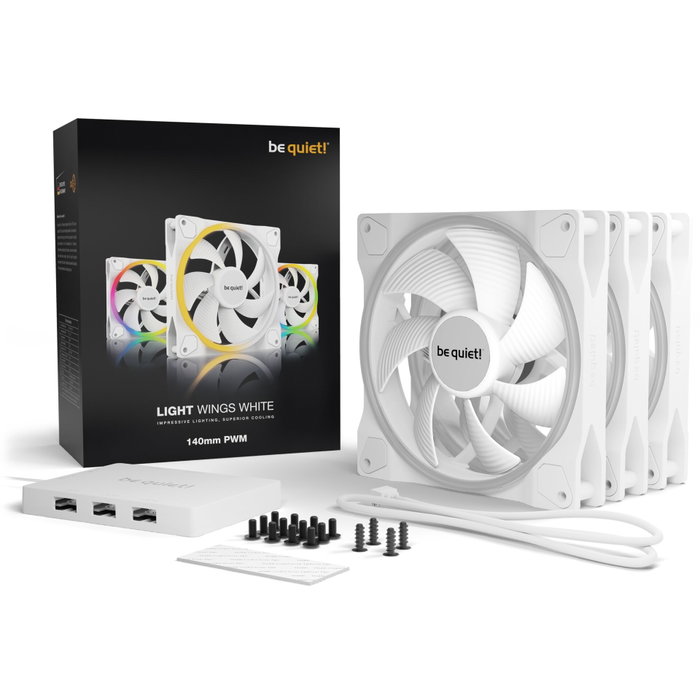 be quiet! Light Wings White 140mm PWM Triple-Pack Blanc