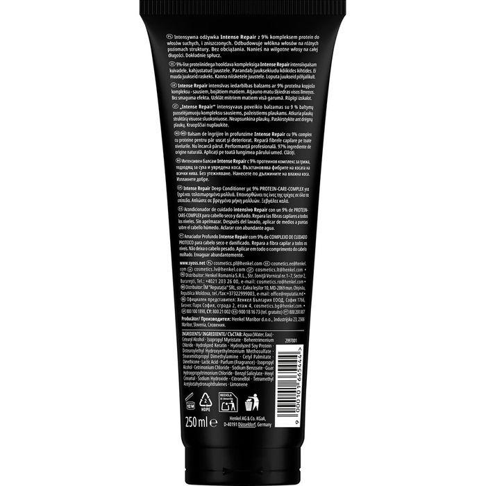 Syoss Après-shampoing REPAIR Intensif Cheveux Secs et Endommagés, Vegan, 250 ml