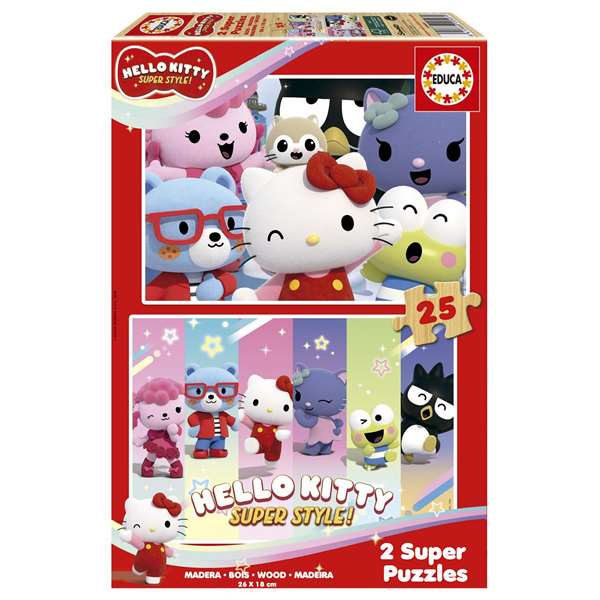 Educa Puzzle Hello Kitty Super Style en bois (2 x 25 pièces)</div> Educa Puzzle Hello Kitty Super Style en bois (2 x 25 pièces)</div>