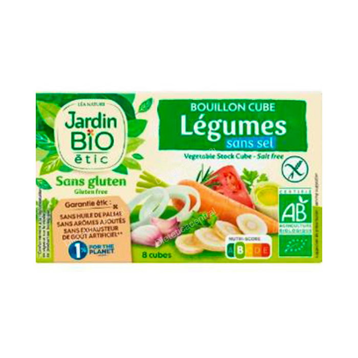 JARDIN BIO Caldo de légumes bio sans sel et sans gluten, 8 cubes JARDIN BIO Caldo de légumes bio sans sel et sans gluten, 8 cubes