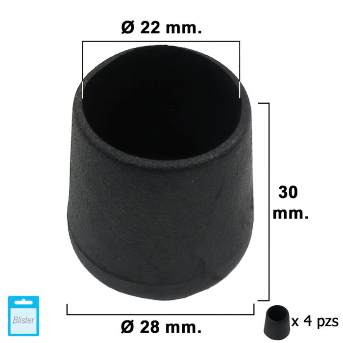 MAURER Embout Conique Noir 22mm, Blister de 4 pièces MAURER Embout Conique Noir 22mm, Blister de 4 pièces