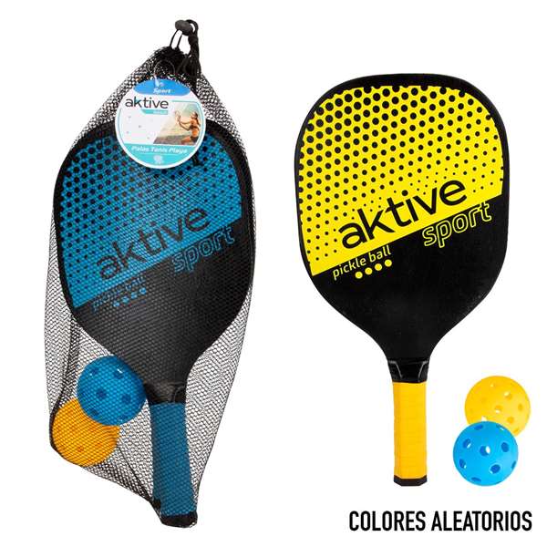 Color Baby Raquette de plage en bois Aktive Pickle Ball avec balle, modèles assortis
