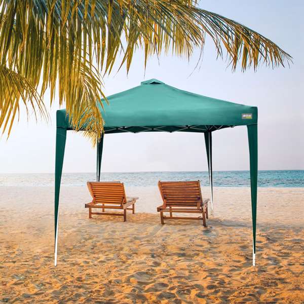 Color Baby Cenador Plegable Vert avec Cheminée Max-Air 300 x 300 x 250 cm - Tonnelle de Jardin en Acier et Toile