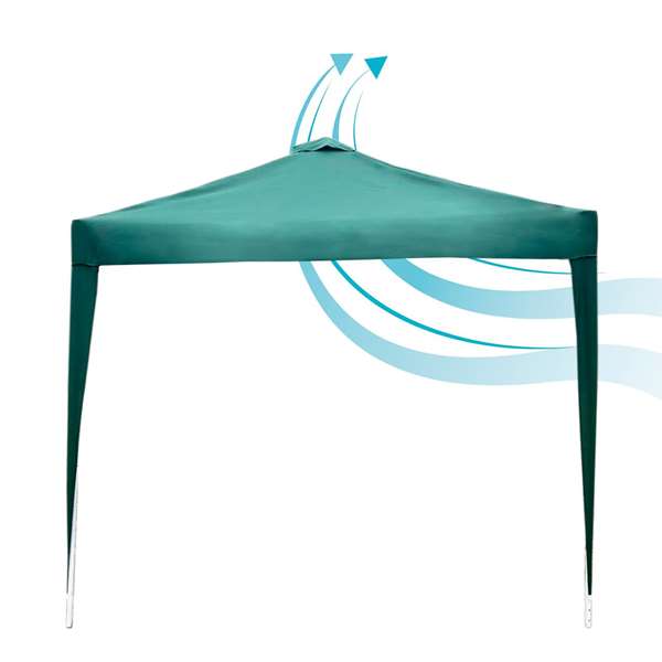 Color Baby Cenador Plegable Vert avec Cheminée Max-Air 300 x 300 x 250 cm - Tonnelle de Jardin en Acier et Toile