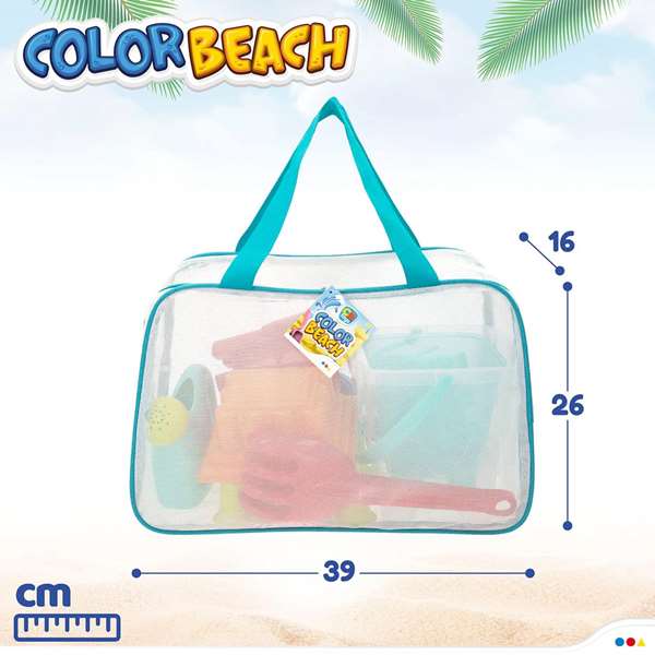 Color Baby - Jeu de Plage pour Enfants, Cubo Castillo, Seau avec Pelles 27 cm, Arrosoir et 5 Moules, 18 cm, Bolsa