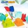 Color Baby - Jeu de Plage pour Enfants, Cubo Castillo, Seau avec Pelles 27 cm, Arrosoir et 5 Moules, 18 cm, Bolsa