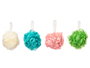 BERILO Set de 3 pompons de bain PVC et tissu, assortiment de 2 couleurs