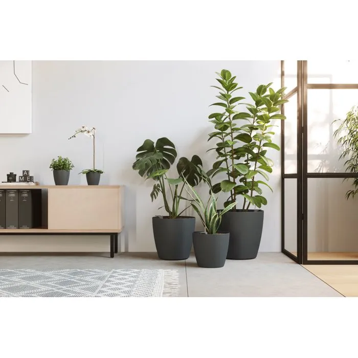 ARTEVASI San Remo SWS 36 MA - Pot de fleurs avec pieds pour intérieur et extérieur en plastique résistant UV - Gris clair - Ø36 x H33.5 cm - 25 litres