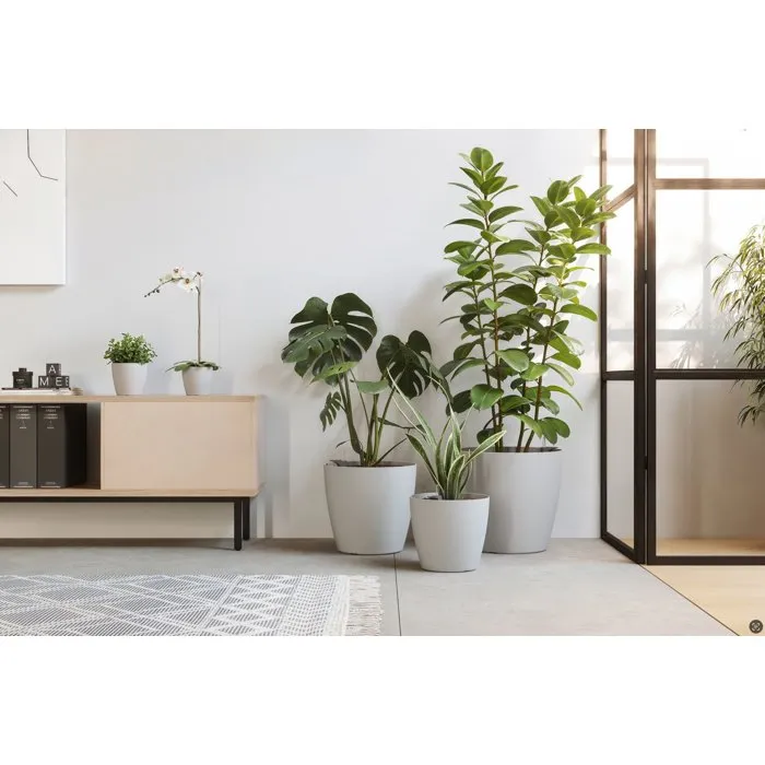 ARTEVASI San Remo SWS 36 MA - Pot de fleurs avec pieds pour intérieur et extérieur en plastique résistant UV - Gris clair - Ø36 x H33.5 cm - 25 litres