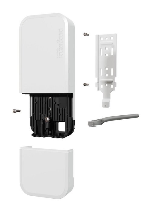 MikroTik wAP ax Point d'accès sans fil extérieur Wi-Fi 6 (802.11ax) étanche et antivandalisme, dual-band 2x2 MIMO, 2 ports Gigabit, PoE-in