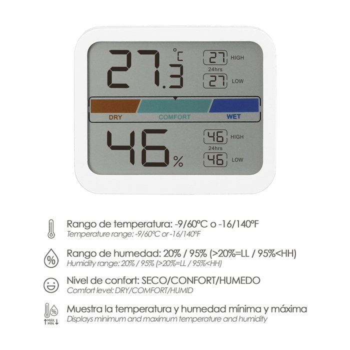 ORYX Thermomètre et Hygromètre Numérique Intérieur/Extérieur