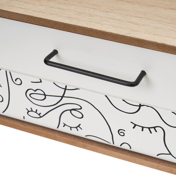 Boîte à bijoux ONE LINE Blanc Noir Naturel Bois MDF 39 x 10 x 11 cm