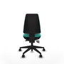 Chaise Elche Asynchrone Cuir écologique Turquoise Base pyramidale noire Sans accoudoirs Sans appui-tête Roulettes 65mm nylon