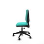 Chaise Elche Asynchrone Cuir écologique Turquoise Base pyramidale noire Sans accoudoirs Sans appui-tête Roulettes 65mm nylon