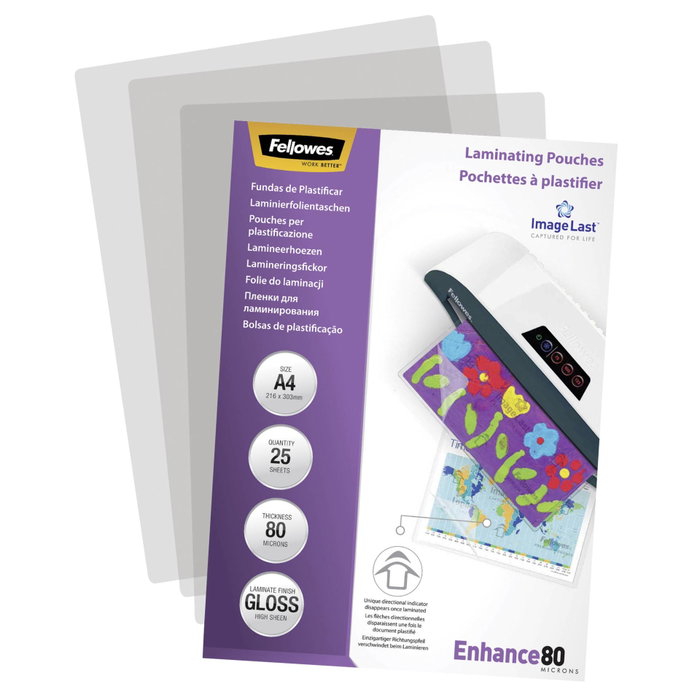 Fellowes ImageLast Pochettes de plastification A4 80 microns - 25 unités Fellowes ImageLast Pochettes de plastification A4 80 microns - 25 unités