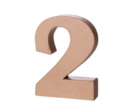 Innspiro Chiffre 2 en papier mâché 10 cm