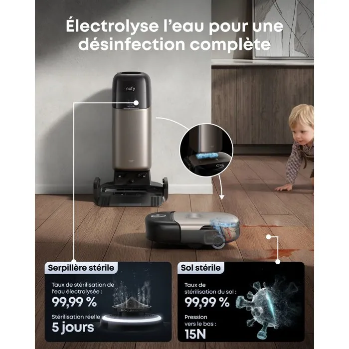 Eufy Omni S2 T2081 Robot Aspirateur Laveur, 30 000 Pa