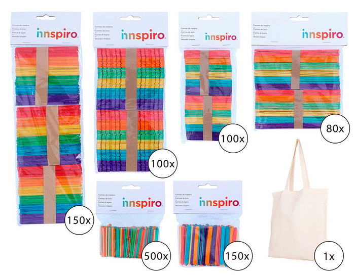 Innspiro Maxi pack scolaire de bâtonnets de bois mix couleurs 1080u