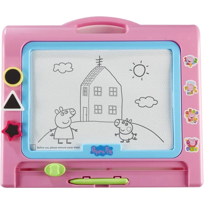 BANDAI Ardoise magique magnétique Peppa Pig - Tableau effaçable pour dessiner avec stylo
