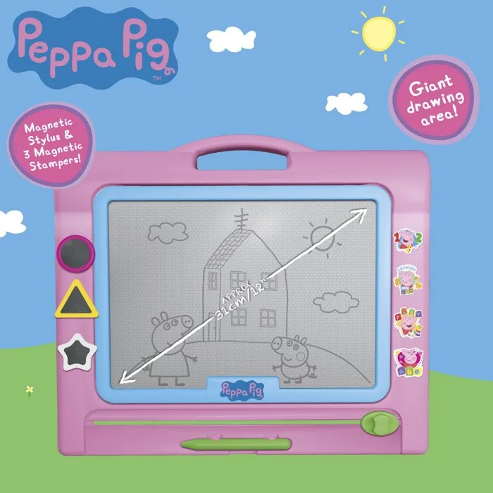 BANDAI Ardoise magique magnétique Peppa Pig - Tableau effaçable pour dessiner avec stylo