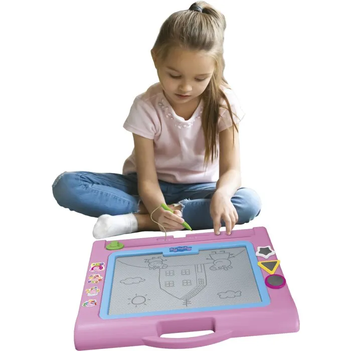 BANDAI Ardoise magique magnétique Peppa Pig - Tableau effaçable pour dessiner avec stylo