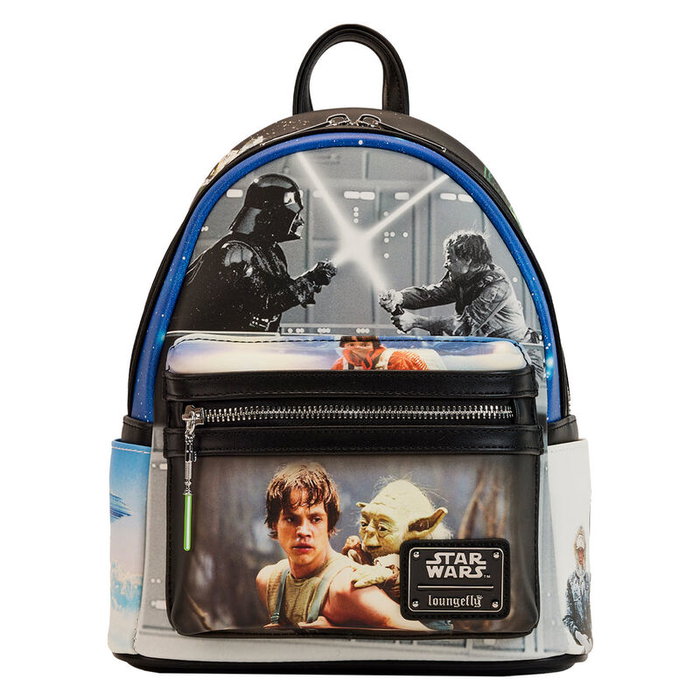 Loungefly Sac à dos Star Wars L'Empire contre-attaque Final Frames en cuir vegan, 25 cm, 22.5x25x11.25 cm, bretelles ajustables Loungefly Sac à dos Star Wars L'Empire contre-attaque Final Frames en cuir vegan, 25 cm, 22.5x25x11.25 cm, bretelles ajustables