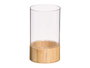GIFTDECOR Vase Cylindrique Transparent avec Base en Bois 12x12x20cm