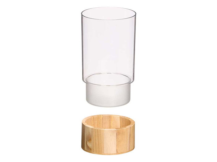 GIFTDECOR Vase Cylindrique Transparent avec Base en Bois 12x12x20cm